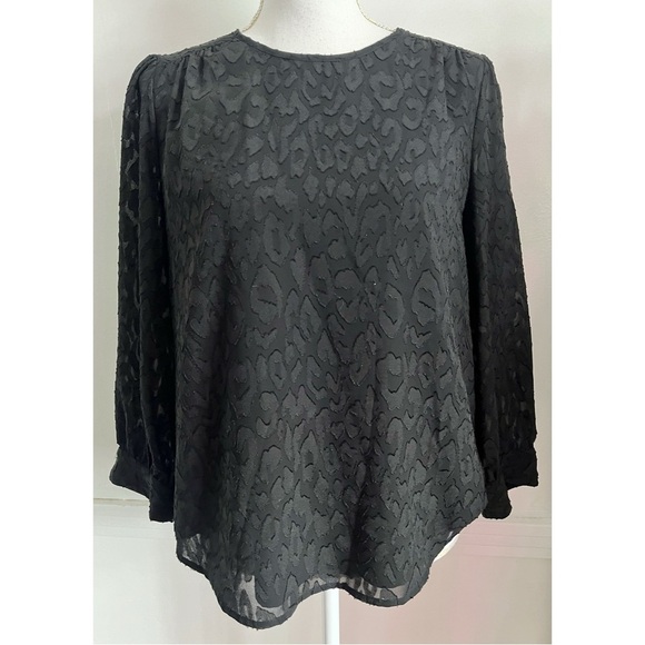Draper James • Black Belle Meade Leopard Print Blouse - Picture 7 of 11